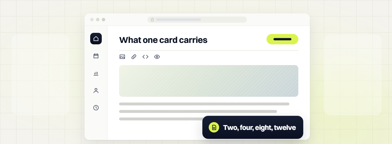 Monthly SEO package What one card carries editor with an image block and a Two, four, eight, twelve badge