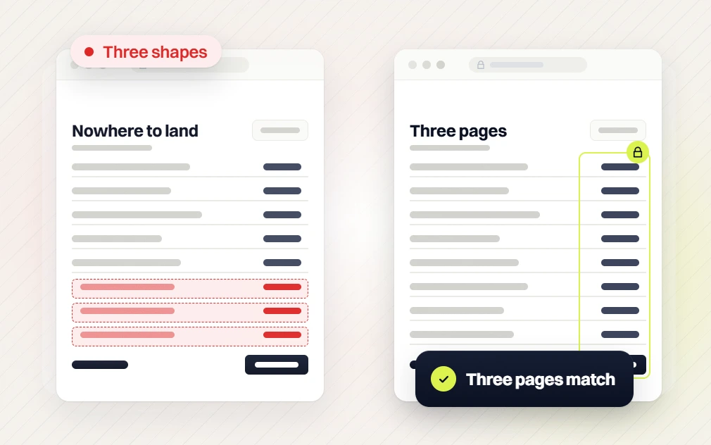 Optometrist marketing agency nowhere to land table for three shapes beside a three pages match table