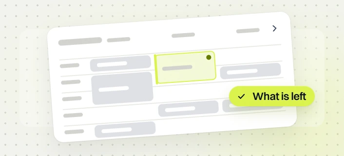 Pet products website maintenance schedule grid with a highlighted block and a What is left badge