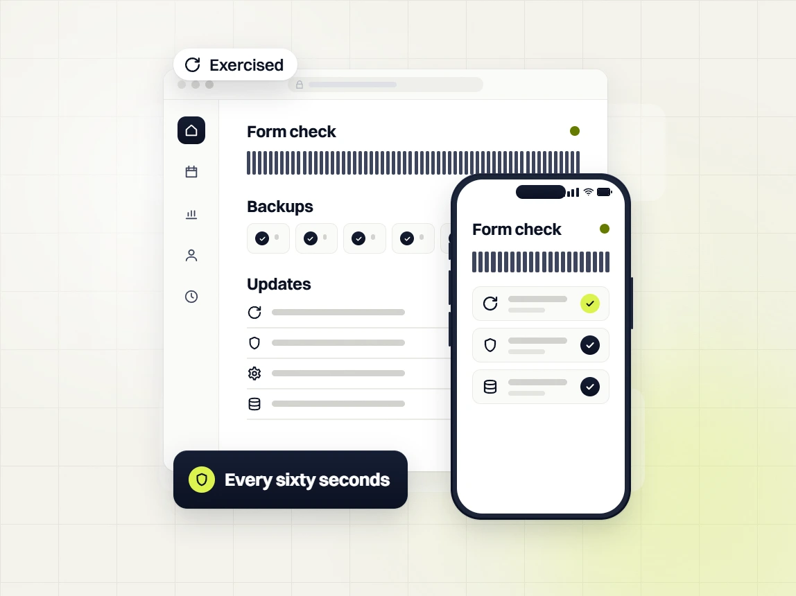 Professional services website maintenance Form check dashboard and phone, Exercised every sixty seconds
