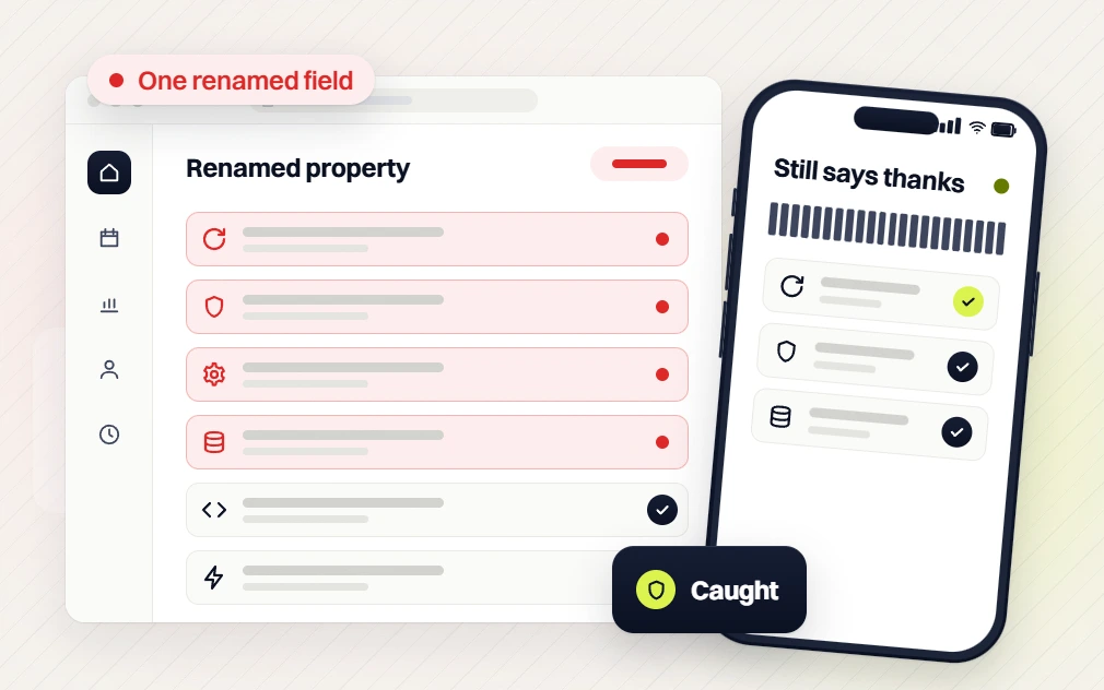 Professional services website maintenance Renamed property list flagged One renamed field beside a phone, Caught