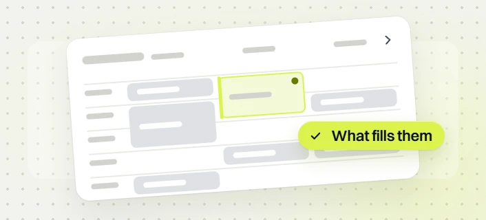 Professional services website maintenance schedule grid with a highlighted block and a What fills them badge