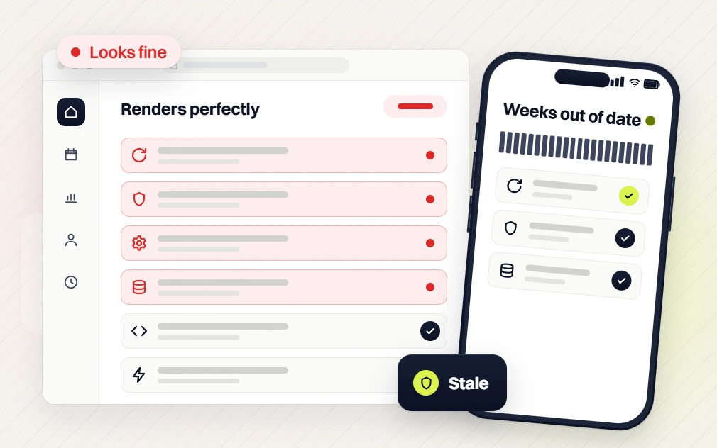 Real estate website maintenance Renders perfectly list flagged Looks fine beside a phone Weeks out of date, Stale