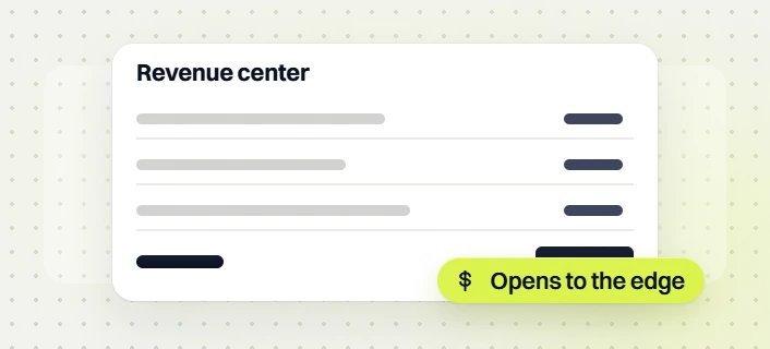 Sales funnel and automation services Revenue center card with three rows, opens to the edge