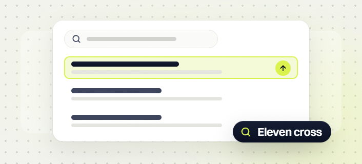 SEO audit search results with the top result highlighted and rising, eleven cross