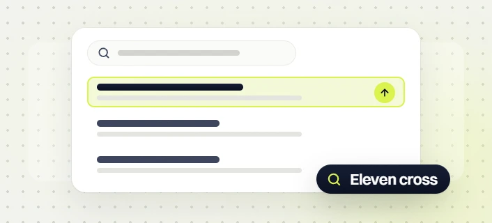 SEO audit search results with the top result highlighted and rising, eleven cross