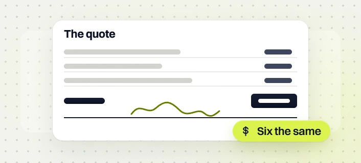 SEO package price The quote card with three rows and a signature, six the same