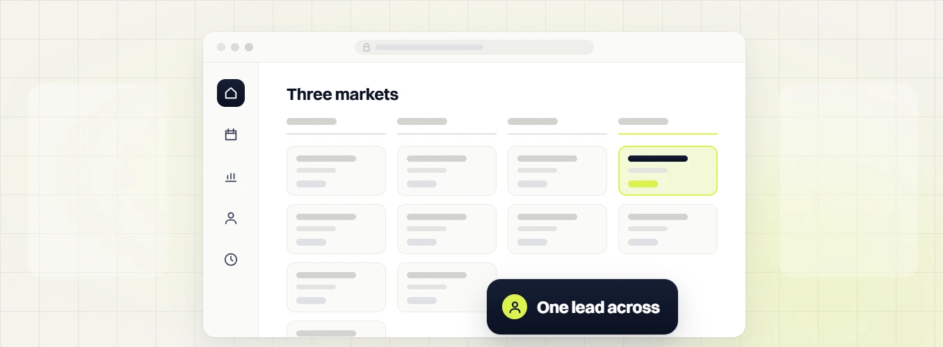 SEO package price Three markets board with one highlighted card, one lead across