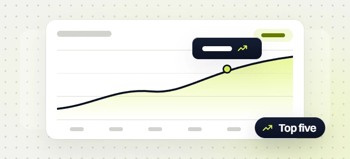SEO packages for small business line chart with a marked trend point on a rising curve, top five
