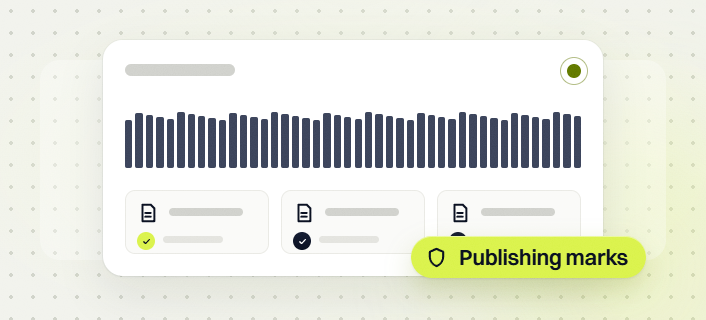 SEO packages bar series above three published page checks, publishing marks