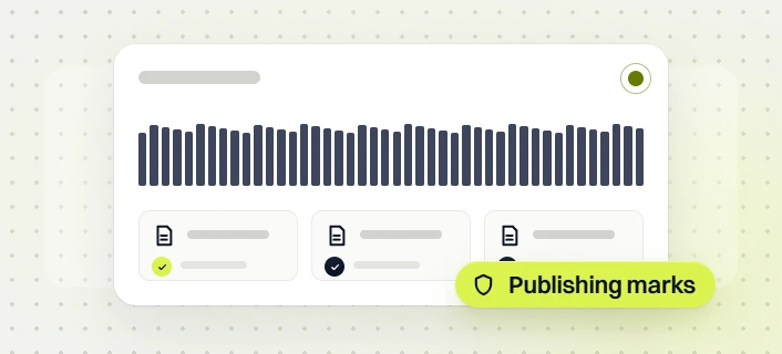 SEO packages bar series above three published page checks, publishing marks