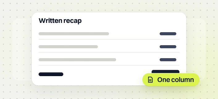 SEO packages Written recap card with three rows and a one column tag
