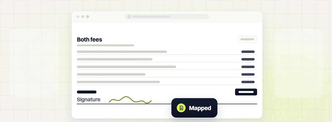 Website design and SEO packages Both fees sheet with five rows and a signature line, mapped