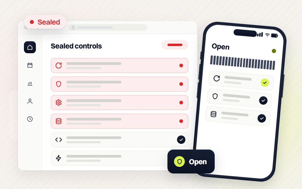 Website design and SEO packages Sealed controls list flagged sealed beside a phone Open view with checks
