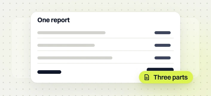Website design and SEO packages One report card with three rows and a three parts tag