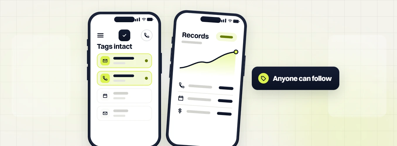 WordPress website development services phone Tags intact list beside a phone Records chart, anyone can follow