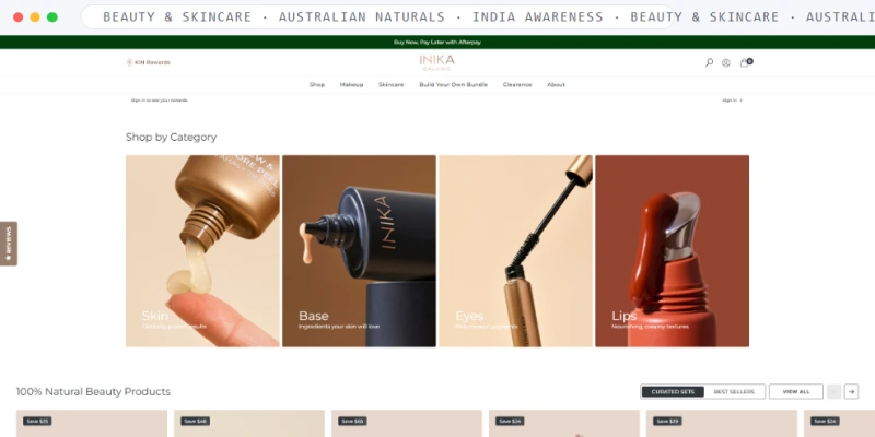 Homepage of Beauty & Skincare · Australian Naturals · India Awareness, a Beauty & Skincare · Australian naturals · India awareness business, shown in a browser window
