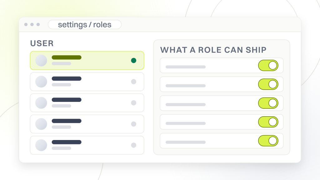 Enterprise WordPress SEO. A settings window with a permissions panel listing what a role can ship, 301 redirects, canonical tags, sitemap controls, crawler access controls and metadata from CMS fields, each with its own state.