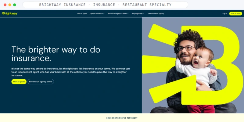 Homepage of Brightway Insurance, a Insurance · Independent Agency Network business, shown in a browser window