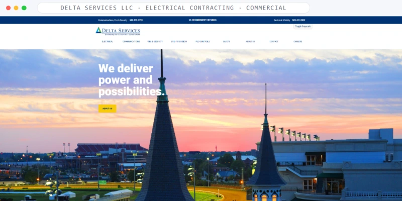 Homepage of Delta Services LLC, a Electrical Contracting · Commercial business, shown in a browser window