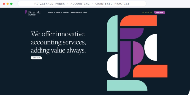 Homepage of Fitzgerald Power, a Accounting · Chartered Practice business, shown in a browser window
