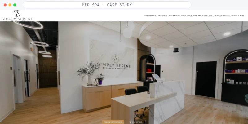 Homepage of Med Spa · Galveston, TX, a Med Spa · IV + aesthetics · Galveston, TX business, shown in a browser window