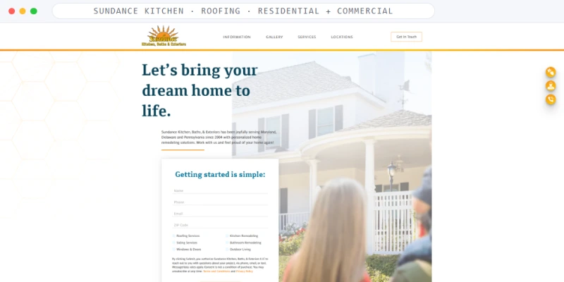 Homepage of Sundance Kitchen, a Home Remodeling · Residential business, shown in a browser window